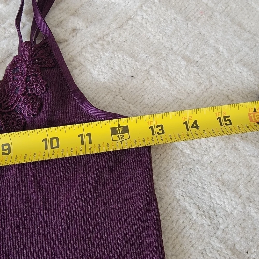 90s y2k Express Wool Silk Ribbed Knit Lace Accent Tank Top Cami size M Purple